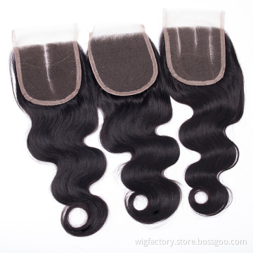 transparent brazilian hair 4x4 lace closure, cuticle aligned hair cheap lace closure body wave ,100% human hair lace closure